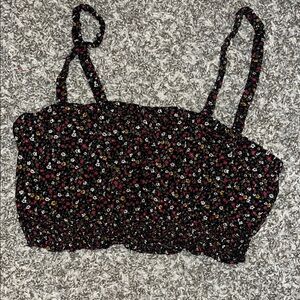 Aeropostale Black and White Smocked Crop Tank Top